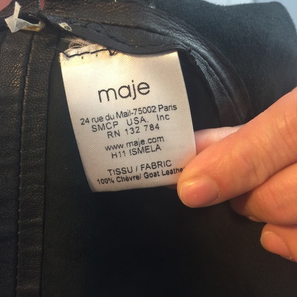 MAJE Genuine Goat Leather Short Sleeve Blouse Top - Picture 3 of 8